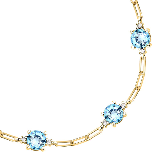 Morellato Tesori Gold-Plated Sterling Silver Bracelet with Light Blue Cubic Zirconia – 16+3 cm – SAIW304