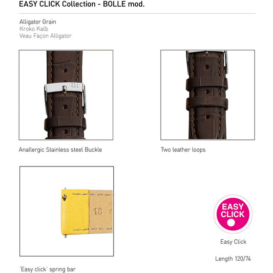 Morellato Bolle Easy Click Dark Brown Alligator-Print Leather Watch Strap – 18 mm – A01X5203480032CR18