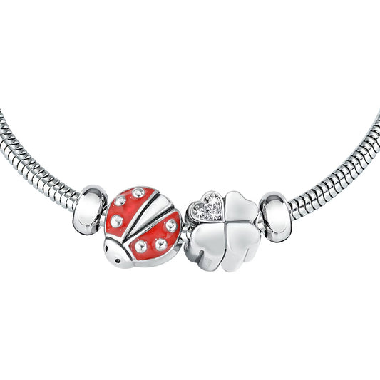 Morellato Drops Stainless Steel Bracelet with White & Red Cubic Zirconia and Crystals – 16 + 3 cm – SCZ1141