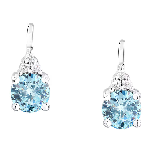 Morellato Luminosa Rhodium-Plated Sterling Silver Earrings with Light Blue and White Cubic Zirconia – SAIW294