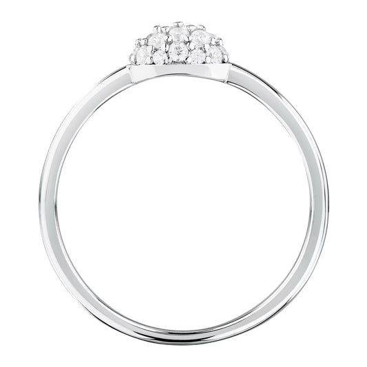 Morellato Pavé Rhodium-Plated Sterling Silver Ring with White Cubic Zirconia – Size 18 – SAZB13018