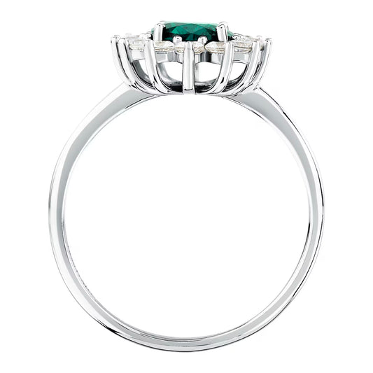 Morellato Duchessa Rhodium-Plated Sterling Silver Ring with Green and White Cubic Zirconia – Size 16 – SAIW284016