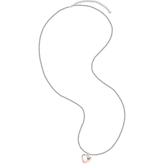 Morellato Talismani Long Rose Gold Stainless Steel Necklace with White Crystals & Heart Pendant – 90 + 10 cm – SAGZ16