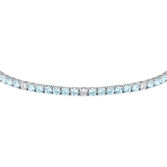 Morellato Tesori Rhodium-Plated Sterling Silver Tennis Bracelet with Blue Cubic Zirconia – 16 + 3 cm – SAIW182