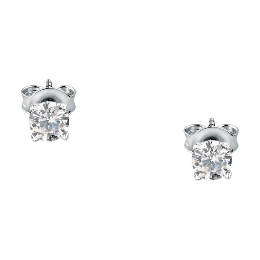 Morellato Tesori Rhodium-Plated Sterling Silver Solitaire Stud Earrings with White Cubic Zirconia – SAIW157
