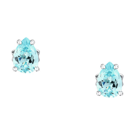 Morellato Tesori Rhodium-Plated Sterling Silver Earrings with Aqua Blue Cubic Zirconia – SAIW198