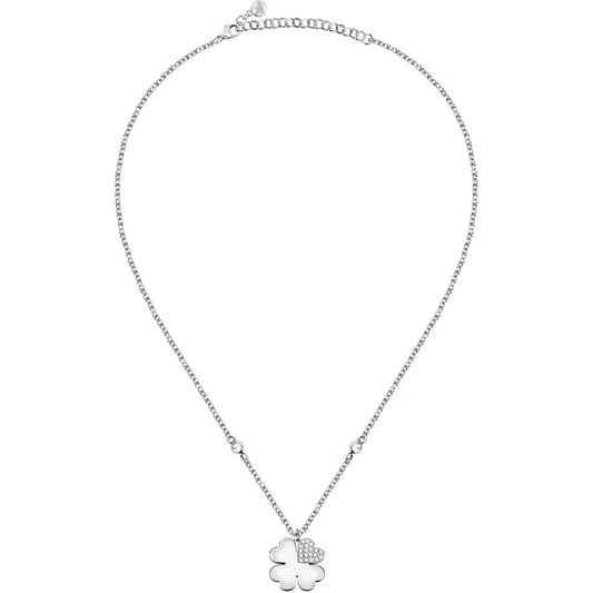 Morellato Valentina Stainless Steel Clover Necklace with Crystal – 40+5 cm – SATQ09