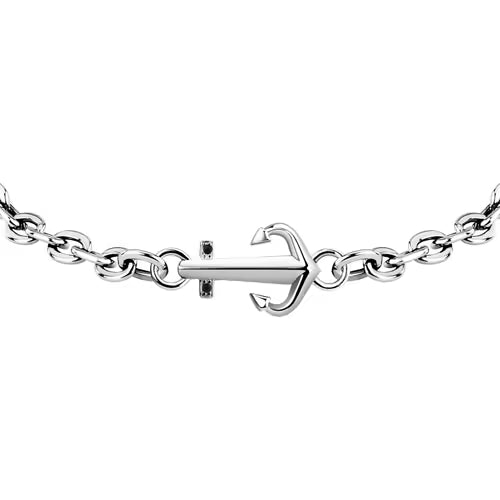 Morellato Versilia Stainless Steel Chain Bracelet with Black Crystals – 18 + 3 cm – SAHB21