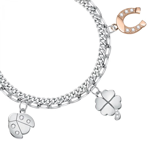 Morellato Talismani Rose Gold-Plated Stainless Steel Bracelet with Crystal – 16.5+3 cm – SAUY08