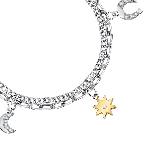 Morellato Talismani Gold-Plated Stainless Steel Bracelet with Crystal – 16.5+3 cm – SAUY09