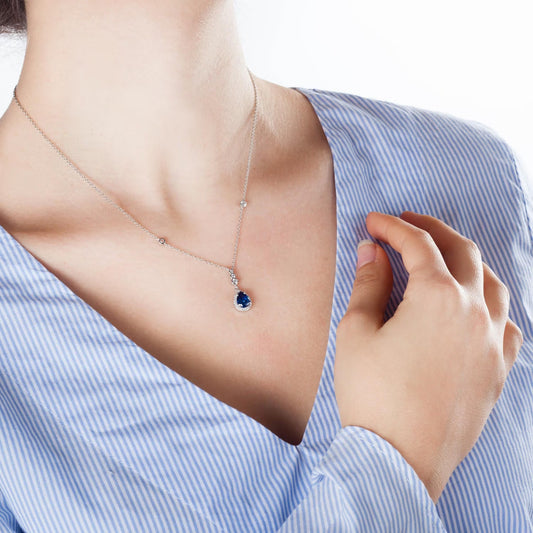 Morellato Duchessa Sterling Silver Necklace with Blue & White Cubic Zirconia – 45 cm – SAIW09