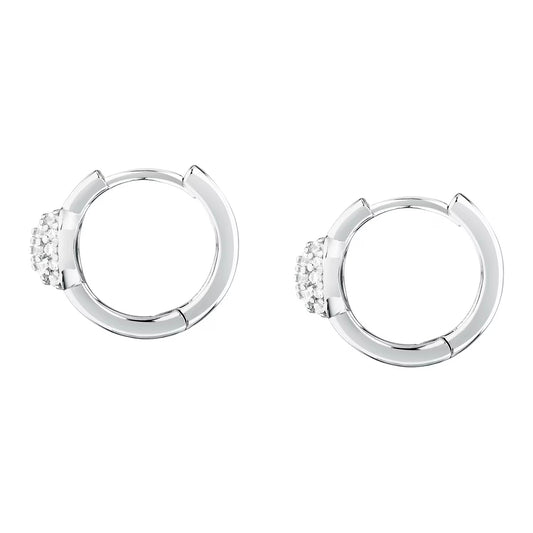 Morellato Pavé Rhodium-Plated Sterling Silver Hoop Earrings with White Cubic Zirconia – 16 mm – SAZB18