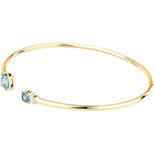 Morellato Tesori Gold-Plated Sterling Silver Bangle with Light Blue and White Cubic Zirconia – 6 × 5 cm – SAIW306