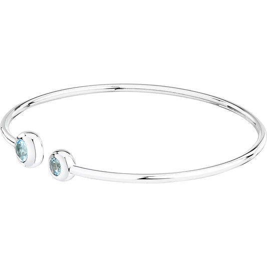 Morellato Tesori Eterni Rhodium-Plated Sterling Silver Bangle with Blue Topaz – 6 x 5 cm – SAXN35