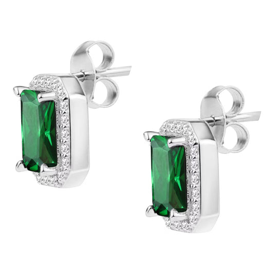 Morellato Duchessa Rhodium-Plated Sterling Silver Earrings with White and Green Cubic Zirconia – 0.98 cm – SAIW57
