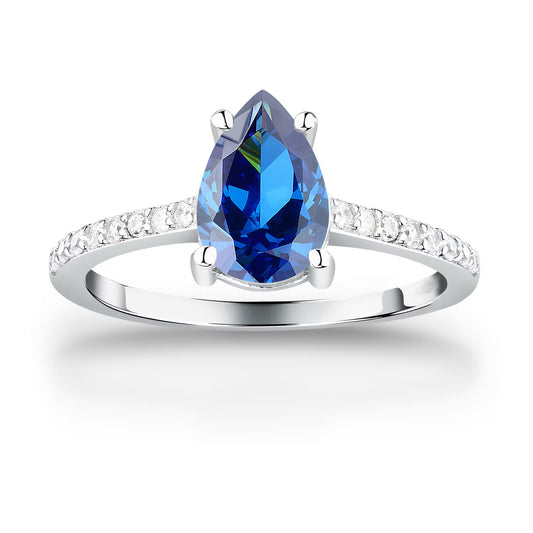 Morellato Tesori Rhodium-Plated Sterling Silver Ring with Blue Cubic Zirconia – Size 12 – SAIW204010