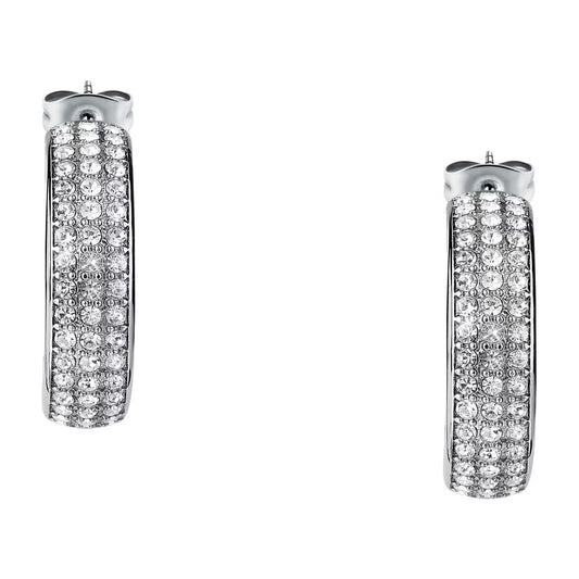 Morellato Creole Stainless Steel Hoop Earrings with White Crystal – 2 cm – SAVN02
