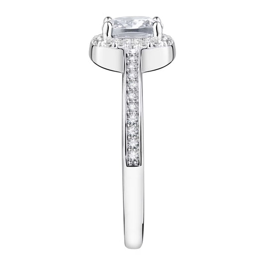 Morellato Duchessa Rhodium-Plated Sterling Silver Halo Ring with Cushion-Cut Cubic Zirconia – Size 14 – SAIW115014