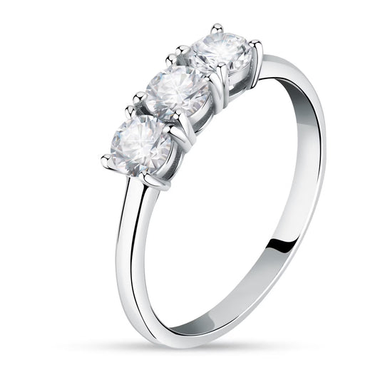 Morellato Tesori Rhodium-Plated Sterling Silver Trilogy Ring with White Cubic Zirconia – Size 16 – SAIW122016