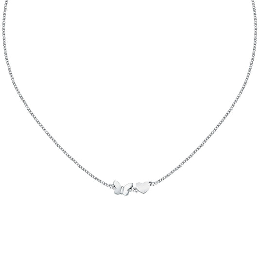 Morellato Talismani Stainless Steel Necklace with Butterfly and Heart Pendants – 38+4 cm – SAUN32