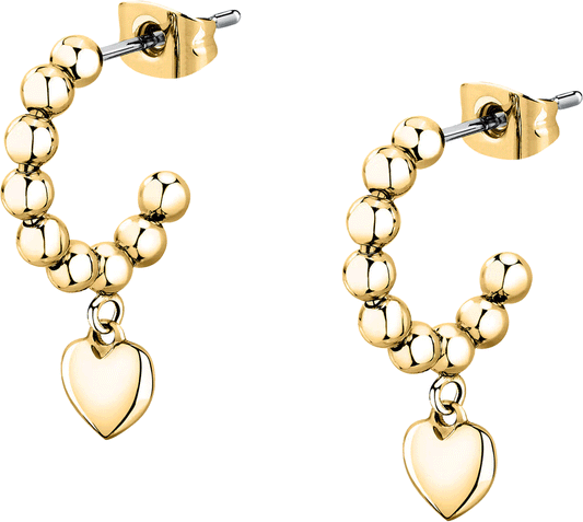 Morellato Talismani Gold-Plated Stainless Steel Hoop Earrings with Heart Charm – 1.38 cm – SAIX17