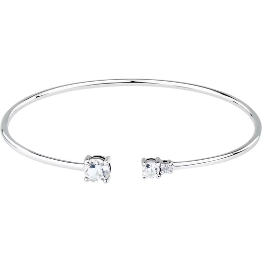 Morellato Luminosa Rhodium-Plated Sterling Silver Bangle with White Cubic Zirconia – 6 × 5 cm – SAIW293