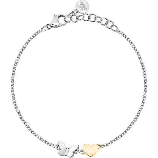 Morellato Talismani Gold-Plated Stainless Steel Bracelet with Butterfly and Heart Charms – 16+3 cm – SAUN38