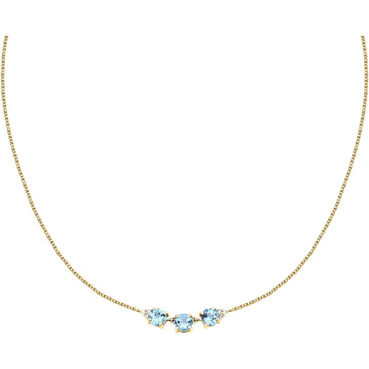 Morellato Tesori Gold-Plated Sterling Silver Necklace with Light Blue and White Cubic Zirconia – 40+5 cm – SAIW302