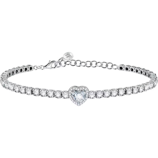 Morellato Nobile Rhodium-Plated Sterling Silver Bracelet with White Cubic Zirconia – 16+3 cm – SAVB19