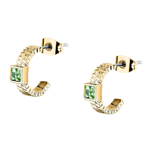 Morellato Gioia Gold-Plated Stainless Steel Hoop Earrings with Crystal – 1.3 cm – SAVY42