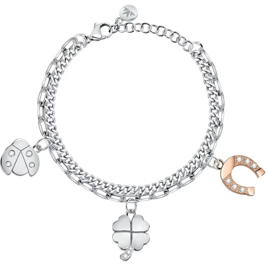 Morellato Talismani Rose Gold-Plated Stainless Steel Bracelet with Crystal – 16.5+3 cm – SAUY08