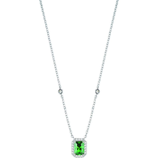 Morellato Duchessa Sterling Silver 925 Necklace with White and Green Cubic Zirconia – 45 cm – SAIW55