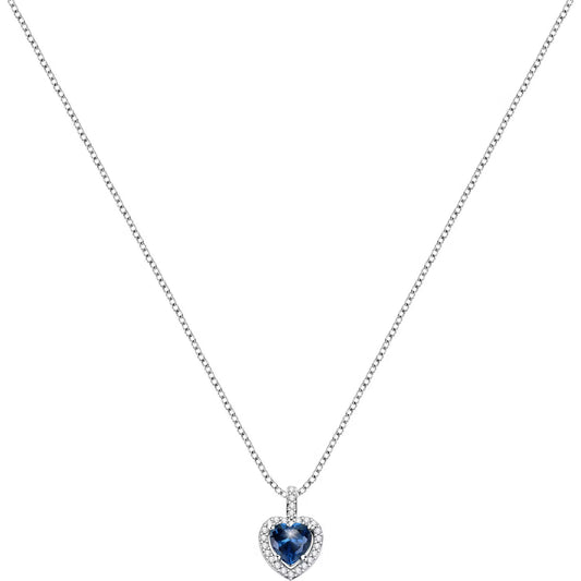 Morellato Nobile Rhodium-Plated Sterling Silver Necklace with Blue Cubic Zirconia – 38+4 cm – SAVB03