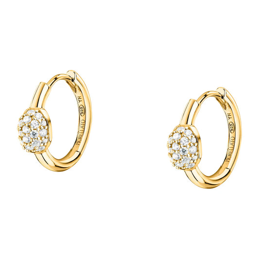 Morellato Pavé Gold-Plated Sterling Silver Hoop Earrings with White Cubic Zirconia – 16 mm – SAZB17