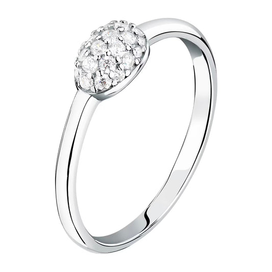 Morellato Pavé Rhodium-Plated Sterling Silver Ring with White Cubic Zirconia – Size 18 – SAZB13018