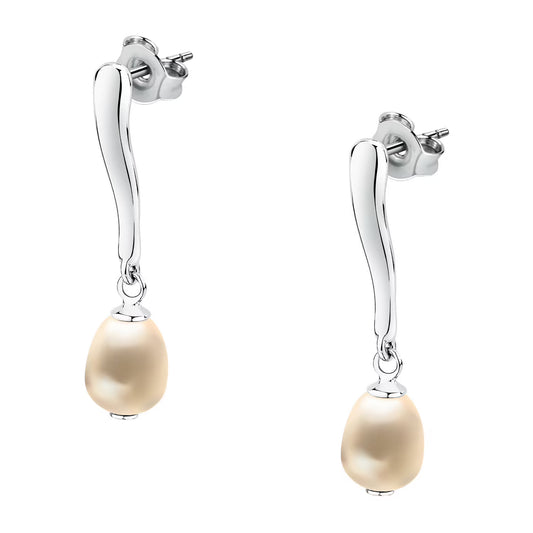 Morellato Perla Rhodium-Plated Sterling Silver Pearl Drop Earrings – 6–6.5 mm – SXU47