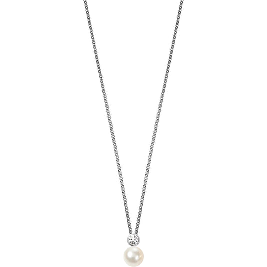 Morellato Perla Essenziale Sterling Silver 925 Necklace with Pearl and White Cubic Zirconia – 45 cm – SANH02