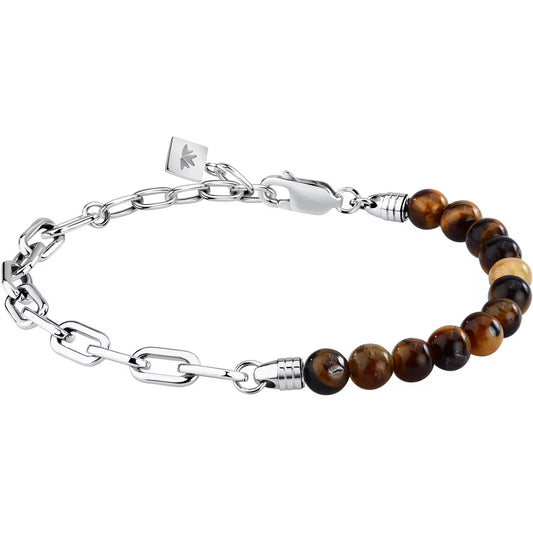 Morellato Pietre Stainless Steel Chain Bracelet with Tiger’s Eye Stones – 18 + 3 cm – S1740
