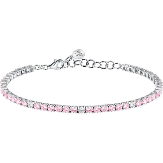 Morellato Tesori Rhodium-Plated Sterling Silver Bracelet with Pink Cubic Zirconia – 16+3 cm – SAIW183