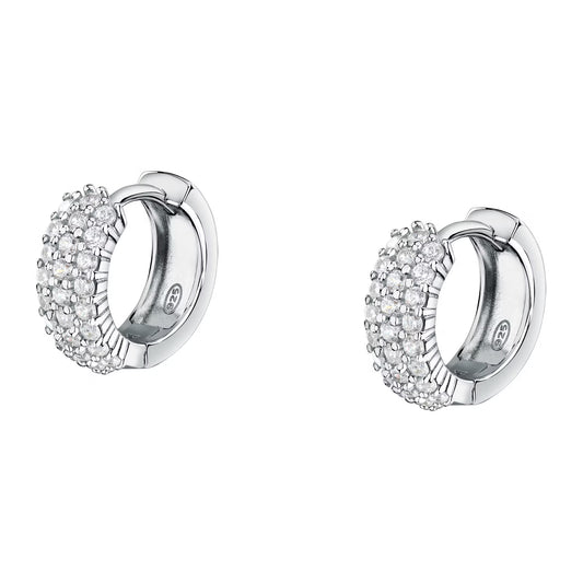 Morellato Tesori Rhodium-Plated Sterling Silver Hoop Earrings with White Cubic Zirconia – Ø 1.2 cm – SAIW144