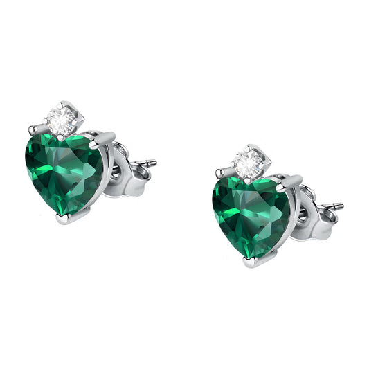 Morellato Nobile Rhodium-Plated Sterling Silver Stud Earrings with White & Green Cubic Zirconia – SAIW164