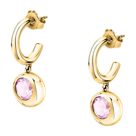 Morellato Tesori Eterni Gold-Plated Sterling Silver Earrings with Rose Quartz – SAXN17