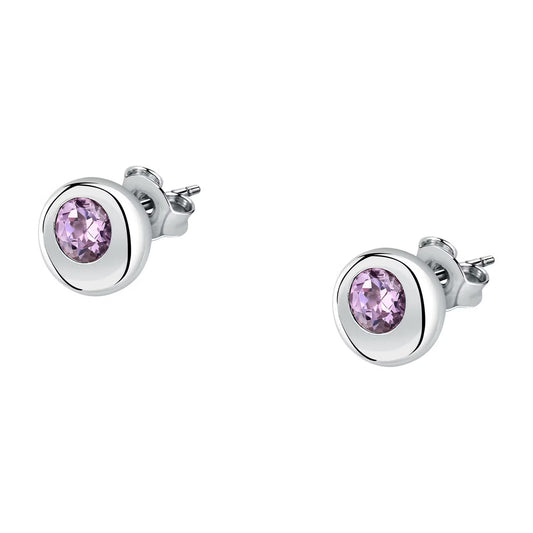 Morellato Tesori Eterni Rhodium-Plated Sterling Silver Earrings with Amethyst – SAXN20