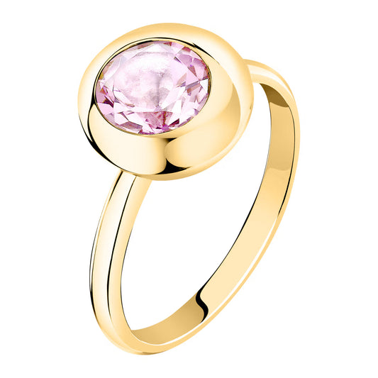 Morellato Tesori Eterni Gold-Plated Sterling Silver Ring with Rose Quartz – Size 18 – SAXN23018