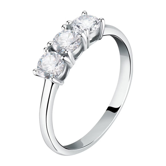 Morellato Tesori Rhodium-Plated Sterling Silver Trilogy Ring with White Cubic Zirconia – Size 16 – SAIW122016