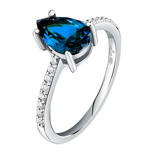 Morellato Tesori Rhodium-Plated Sterling Silver Ring with Blue Cubic Zirconia – Size 12 – SAIW204010