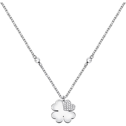 Morellato Valentina Stainless Steel Clover Necklace with Crystal – 40+5 cm – SATQ09