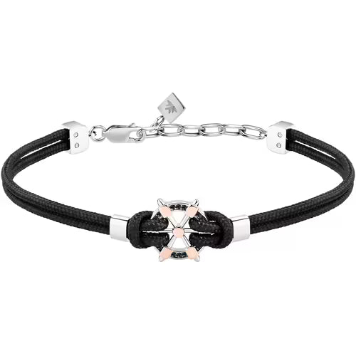 Morellato Versilia Rose Gold Stainless Steel String Bracelet with Black Crystals – 18 + 3 cm – SAHB19