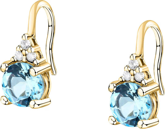 Morellato Tesori Gold-Plated Sterling Silver Drop Earrings with Light Blue and White Cubic Zirconia – SAIW307