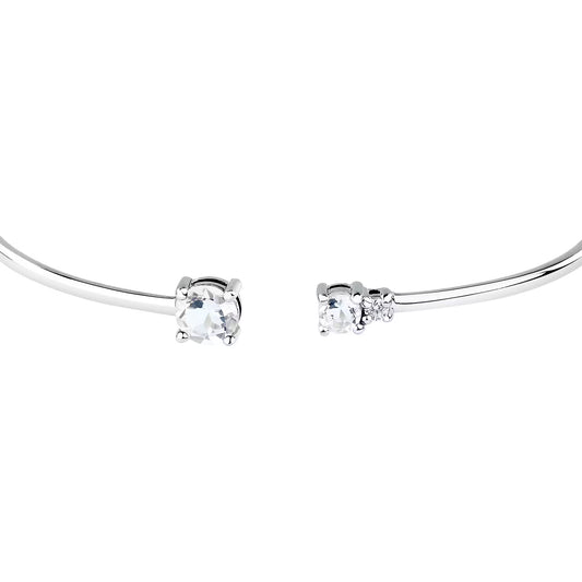 Morellato Luminosa Rhodium-Plated Sterling Silver Bangle with White Cubic Zirconia – 6 × 5 cm – SAIW293